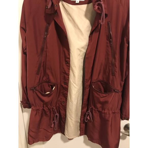 Profound Aesthetic Military Maroon Raincoat - Picture 3 of 4